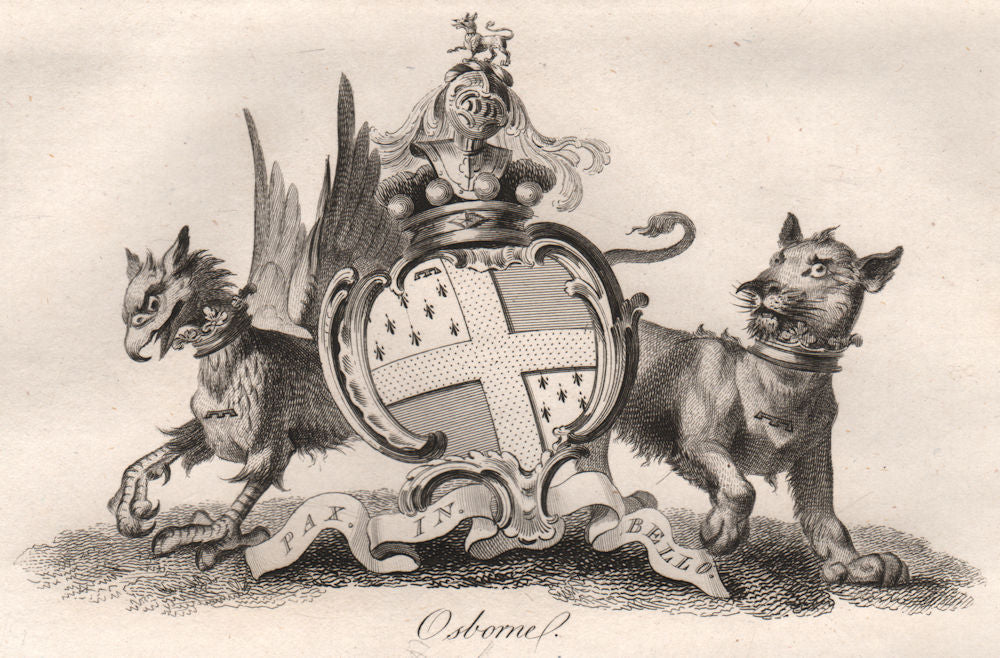 OSBORNE. Coat of Arms. Heraldry 1790 old antique vintage print picture